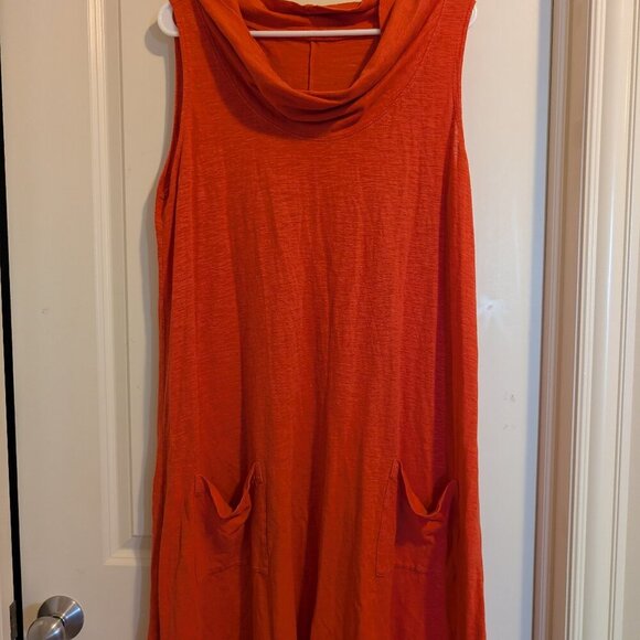 Eileen Fisher Dresses & Skirts - Eileen Fisher Hemp and Cotton Cowl Neck Dress size large color orange